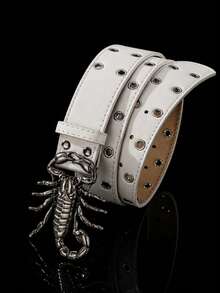 1pc American Y2K Fashion Rhinestone Unique Sequin Unisex PU Leather Belt, Suitable For Jeans, Suits, Casual Wear - Black Cross Sequin - View 27