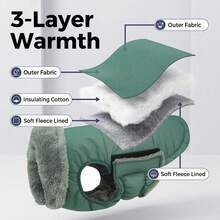 Dog Winter Warm Coat With Soft And Comfortable Thick Fleece Lining, Easy To Put On And Take Off, Suitable For Snow Walking And Cold Weather, Medium To Large Dog Vest - Teal Blue - View 4