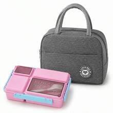 1pc Large Capacity Lunch Box, Sealed Compartment Bento Box With Utensils And Sauce Container, Rectangular Food Container, Microwave And Dishwasher , Suitable For School, Work, Picnic Food Carrying, Back To School Essential - Multicolor - View 9