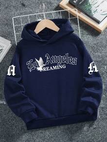 1 buah Sweatshirt Gaya Halloween Minimalis Keren Manis untuk Anak Laki-laki Remaja, Logo Kecil di Dada Depan, Cetakan Hantu Damai Jaring Laba-laba Kelelawar dengan Font Tetesan di Belakang, Sweatshirt Longgar Serbaguna untuk Pasangan di Musim Gugur/Dingin - Navy Blue - View 2