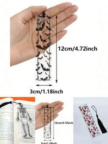 Halloween Transparent Acrylic Bat Pattern Bookmark With Black Tassel, Multiple Sizes Available - Thoughtful Gift For Bookworms, Colleagues And Relatives; Acrylic Bookmark Decoration, Perfect For Halloween And Back To School Season - One Size Fits All - View 11
