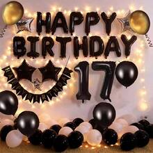 1 Set Balon Banner Selamat Ulang Tahun, Huruf Foil 16 Inci, Perlengkapan Pesta Dekorasi Ulang Tahun yang Dapat Digunakan Kembali (Hitam) - Selamat Ulang Tahun untuk Orang Kulit Hitam - View 11