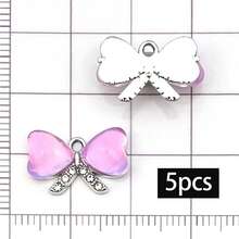 5/20pcs Purple Rhinestone Charms Bow Star Moon Heart Butterfly Bear Pendant For DIY Bracelet Necklace Earring Coquette Y2K Jewelry Making Findings - Purple - View 13
