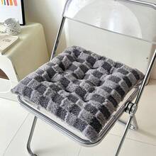 1pc Winter Plush Plaid Seat Cushion, Thickened Non-Slip Chair Pad For Office And Student Chairs, Long-Sitting Cushion - Multicolor - View 9