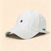 1pc Letter N & 1768 Embroidered Baseball Cap Solid Color Adjustable Soft Brim Casual Sun Hat Unisex Outdoor Sports Cap - Multicolor - View 6