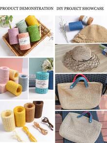 Lawkeman 5pcs Multicolor Raffia Straw Rope, 70g±5g/Pcs Colored Raffia Paper Rope Raffia Straw Yarn Weaving Line Raffia Paper Rope DIY Straw Hat Weaving Line Crochet Hat Bag Material - Multiple Styles - View 5