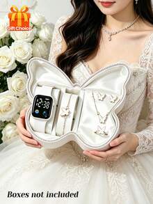 6Pcs/Set Girls Electronic Watch Jewelry, Minimalist Elegant Square LED Digital Display Watch With Matching Butterfly Element Jewelry, Classic Black/White/Pink Color Palette, Simple Fashionable And Sophisticated, Unique Choice For Wedding/Birthday/Holiday Gift (Gift Box Not Included) - Multicolor - View 2
