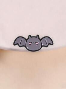 Cute Cartoon Bat Enamel Pin, Spooky‑Cute Halloween Lapel Brooch For Backpack Jacket - Dark Grey - View 2