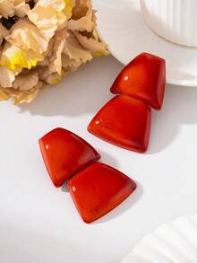 1 Pair Fashionable Retro Geometric Glossy Enamel Women's Earrings - Geometric Painted Earrings - View 10