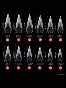 120Pcs Boxed Hawk Claw Curved Stiletto False Nail Forms ,Transparent Full Cover Extreme Curve Nail Tips,Multi‑Sizes ABS Nail Extension Tips For Salon & DIY Nail Art Supplies - Clear - View 9