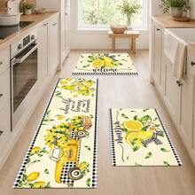1/2pcs Lemon Pattern, Vintage Diatomaceous Earth Mat, Super Absorbent, Non-Slip, Perfect For Bathroom, Kitchen And Dining Room, Quick Dry, Machine Washable, Perfect Gift For Home Decor And Bathroom Mat - Multicolor - View 1