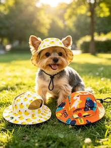PETSIN 1pc Pet Bucket Hat,Ear-Out Anti-Fall Adjustable Sun Hat,Avocado,Small Dogs&Cats,Cute Party Costume,Pet Gift - Multicolor - View 4