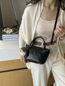 2026 Autumn Fashion New Chic Niche High-End Casual Crossbody Bucket Bag Shoulder Handbag - Black - View 6