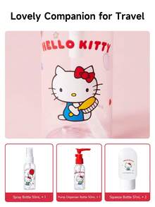 MINISO Sanrio Hello Kitty 4-Piece Travel Refillable Bottle Set, Portable Flip-Top Cosmetic Dispenser Bottles, Leak-Proof Empty Travel Bottles, Suitable For Lotion, Shampoo And Travel Cosmetic Samples - 4 Pieces - View 3