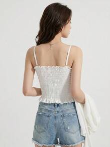 Mystèrelle 1入組新款女性夏天冰絲美麗後抹胸絎縫上衣帶打褶,適用於穿著內側或者外部 - 白色 - 查看 2