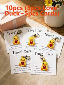 10pcs Cute Yellow Ducklings With Cards Printed With Encouraging, Comforting Or Inspirational Words To Express Love And Care - Multicolor - View 16