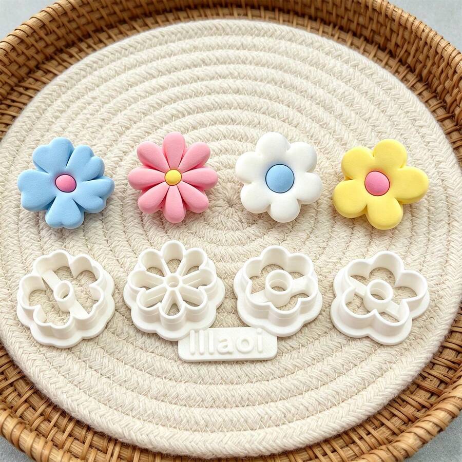 5Pcs Boho Flower Polymer Clay Cutters Set Multi Style Daisy Floral Clay Molds DIY Handmade Earring Pendant Jewelry Craft Supplies