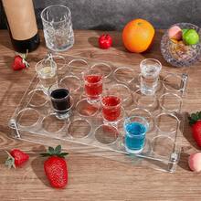24-Slot Wine Glass Tray Rack, Bathroom Acrylic Wine Glass Holder, Bar Wine Glass Service Tray, Cup Storage Organizer, Wine Glass Display Rack, Perforated Design For Parties, Bars, Clubs & Games - White - View 1