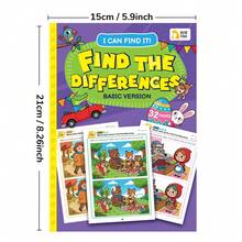 beartale 32 Pages Children Spot The Difference Book, Early Learning Educational Activity Workbook, Advanced Spot The Difference Activity Book, Busy Book, Quiet Book, Preschool Observation & Attention Training Brain Teaser Coloring Book, Birthday Gift For Boys And Girls - Multicolor - View 13