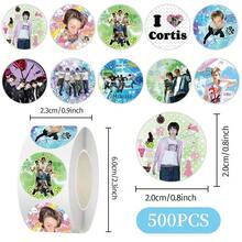 500pcs/Roll CORTI/S Roll Stickers Round Cartoon Portrait Seal Stickers Scrapbook DIY Collage Material Gift Box Packaging Decorative Stickers K-Pop Fan Support Merchandise Birthday Gift For Best Friend - Multicolor - View 7