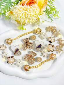 18PCS Gold/Silver Bear Chain Shoe Charms, Fashionable & Versatile, Handmade DIY Craft, Suitable For Sandals, Slippers, Etc., Perfect Gift Choice - Multicolor - View 1