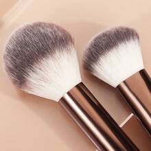 19 PCS Double-Ended Makeup Brush Set With Case Professional Foundation Powder Concealers Eyeshadow Blush Soft Bristles - Khaki - View 9