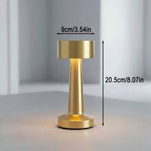 Dumbbell-Shaped Metal Touch Desk Lamp | Brushed Metal Body Design, Available In Rose Gold, Silver, Gold, Touch Control Switch, 3 Color Temperatures, 10 Brightness Levels, Suitable For Reading, Relaxation, Ambient Lighting, Minimalist Compact Design For Bedroom Bedside, Study Desk, Office, Dining Bar, Hotel Desk, Creating Modern Luxury Space Decor Effect - Dumbbell-shaped Table Lamp - View 3