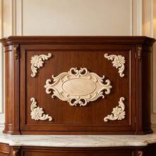 5pcs Solid Wood Carved Diamond Applique Home Decor, Unpainted Wood Carving Combination Applique, Scroll Carving, Suitable For Cabinets, Doors, Windows, Furniture, Background Walls, Entryways And Other Decorations, Holiday Decor, DIY Decor. - Multicolor - View 9