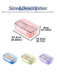 Cute School Lunch Box, Compartment Bento Box (Utensils Included), Adult Lunch Box, Microwave , Lunch Bag, Suitable For Office, School And Home Use. Back To School Essential, Easy To Clean - Multicolor - View 11