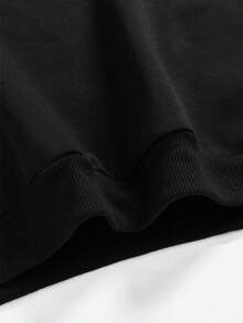 Es Trus, Autumn And Winter Plus Size Women's "Rugby Letter" Pattern Printed Street Outing Commuting Y2k Clothing Black Large Round Neck Hoodie - Black - View 6
