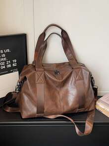 1pc Solid Color Minimalist Fashion Multi-Function Women's Bag, Large Capacity Shoulder Tote Bag, Suitable For Women's Daily Commute And Work - Brown - View 7