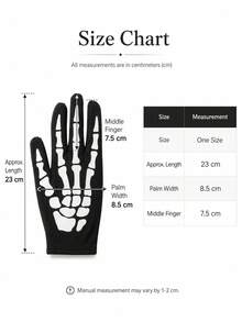 1 Pair Glow-In-The-Dark Halloween Skeleton Bone Print Gloves, Unisex Full Finger Costume Gloves, Party Cosplay Role Play Holiday Accessory - Halloween Style a - View 4