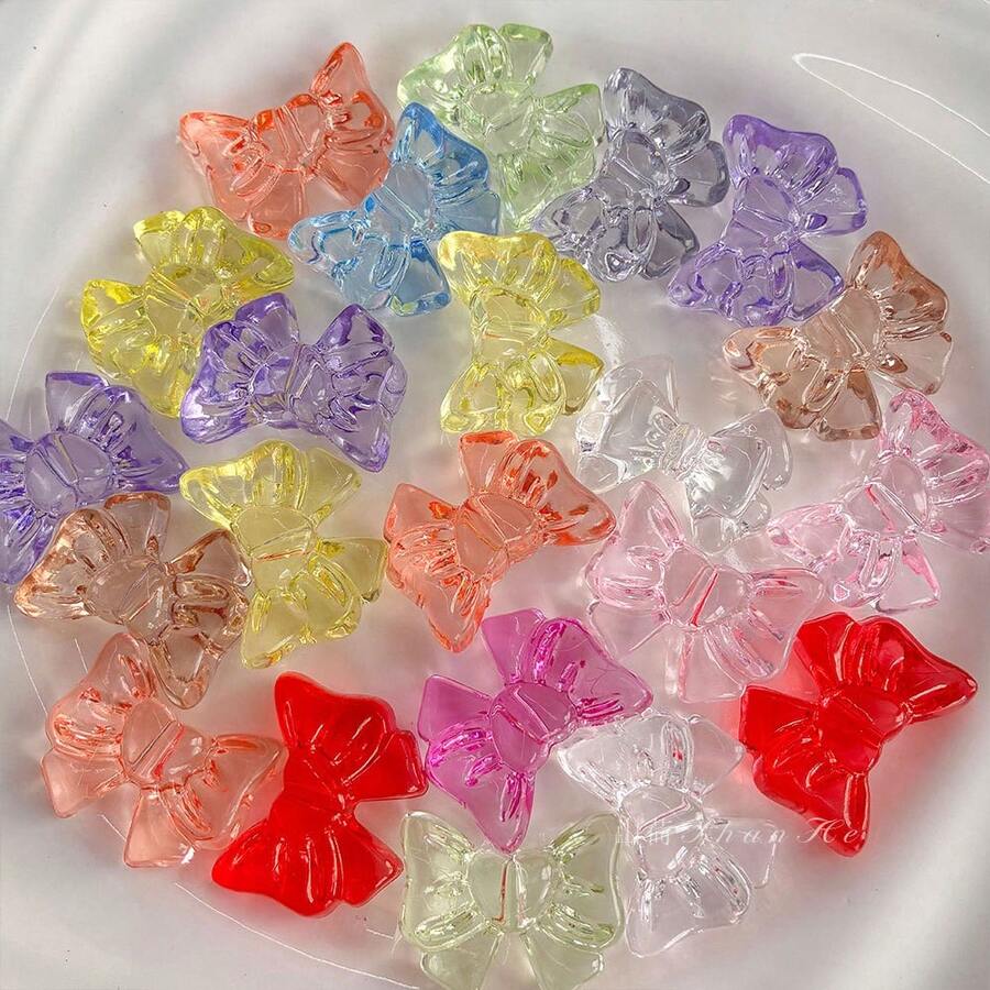 Transparent Acrylic Beautiful Girl Bow Handmade DIY Mobile Phone Chain Bracelet Hair Accessories Material Loose Beads