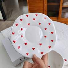 250ml Hand-Painted Underglaze Ceramic Coffee Cup And Saucer, Vintage Ins Style Coffee Shop Afternoon Tea Cup, Suitable For Daily Use - Red Heart - View 6