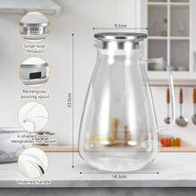 Heat‑Resistant 2.2L Glass Water Carafe With Sealed Lid, Multifunctional Pitcher For Hot Cold Water Juice - Glass - View 3