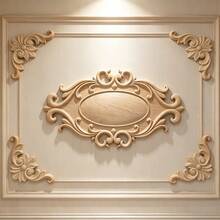 5pcs Solid Wood Carved Diamond Applique Home Decor, Unpainted Wood Carving Combination Applique, Scroll Carving, Suitable For Cabinets, Doors, Windows, Furniture, Background Walls, Entryways And Other Decorations, Holiday Decor, DIY Decor. - Multicolor - View 3