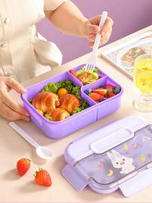 Cute School Lunch Box, Compartment Bento Box (Utensils Included), Adult Lunch Box, Microwave , Lunch Bag, Suitable For Office, School And Home Use. Back To School Essential, Easy To Clean - Multicolor - View 4