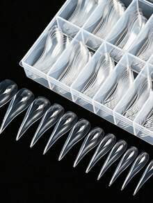 120Pcs Boxed Hawk Claw Curved Stiletto False Nail Forms ,Transparent Full Cover Extreme Curve Nail Tips,Multi‑Sizes ABS Nail Extension Tips For Salon & DIY Nail Art Supplies - Clear - View 3