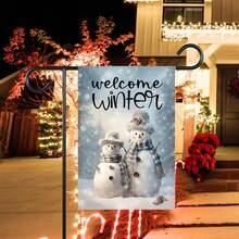 Winter Snowman Garden Flag: Single-Sided Seasonal Decor (12x18 Inches), Rustic Style, Christmas, Thanksgiving, Halloween, Single-Sided Print, Flag Pole Not Included (Flag Only) - A - View 7