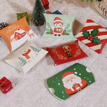 12PCS/Xmas Pillow Paper Gift Boxes 6‑Style Santa Elk Nutcracker Bear Design Christmas Candy Cookie Treat Box Holiday Party Favor Gift Packaging For Goodies Small Presents - View 7