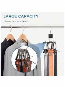 1/2pcs 6-Claw Metal Hooks, 360° Rotating Belt Rack With 6 Hooks, No-Drill Closet Belt Storage Rack, Multi-Function Wardrobe Storage Hooks, Suitable For Belts, Bags, Vests, Bras, Underwear, Scarves, Ties, Applicable For Dorms, Bathrooms, Home And Christmas Decor - Black - View 2