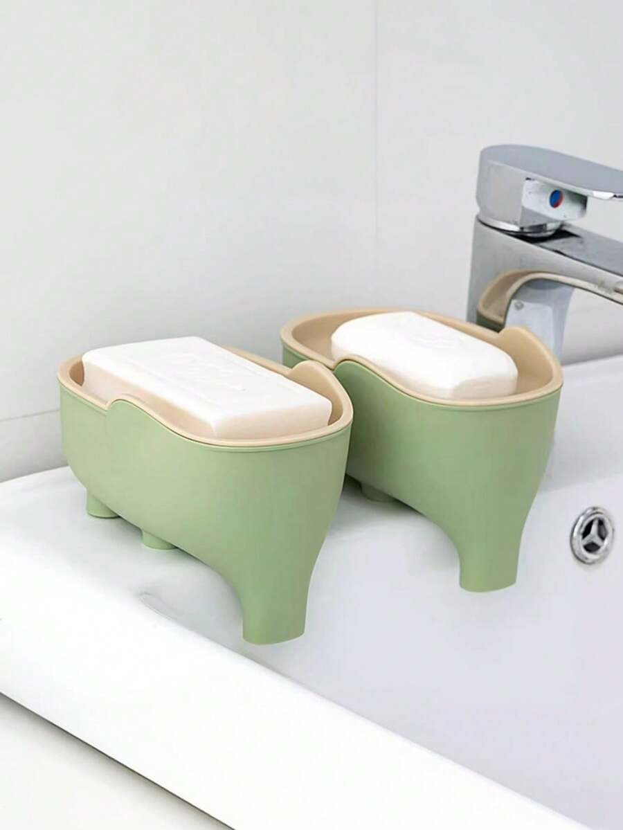 New Double-Layer Creative Cute Elephant Shaped Soap Dish, Bathroom Home Decor, Drainage Rack, Suitable For Kitchen