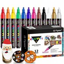 12/18/24 Medium-Sized Acrylic Marking Pens, With Reversible Tip, Recommended By Artists For Use On Gifts, Decorations, Fabrics, Metals, Glass, Wood, And Canvases, With Multiple Colors Available - Multicolor - View 2