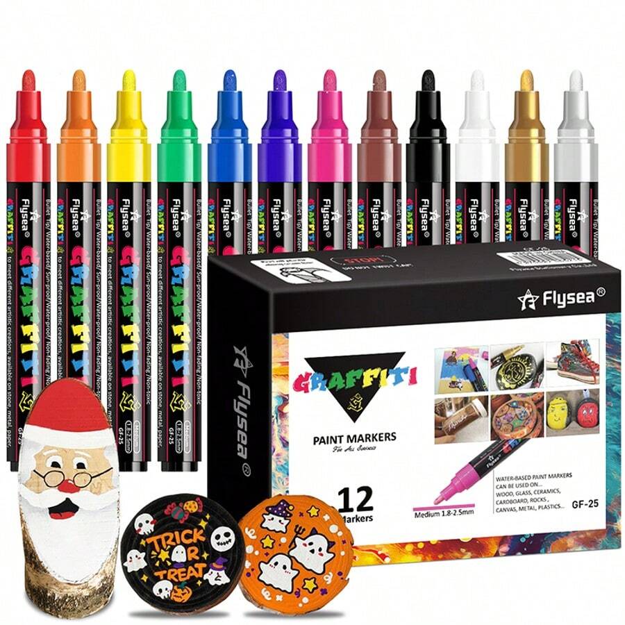 12/18/24 Medium-Sized Acrylic Marking Pens, With Reversible Tip, Recommended By Artists For Use On Gifts, Decorations, Fabrics, Metals, Glass, Wood, And Canvases, With Multiple Colors Available