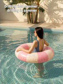1pc Plaid Pattern Inflatable Swim Ring Pool Float Adult Inflatable Pool Swim Ring Suitable For Summer Water Sports, Pool Party, Beach Party, Swimming Pool, Beach, Summer Vacation Swim Ring - Swim Ring - View 5
