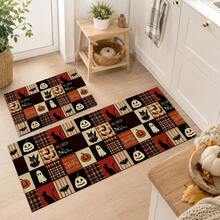 1/2pcs Halloween Ghost Black Cat Pumpkin Pattern, Vintage Diatomaceous Earth Bath Mat, Super Absorbent, Non-Slip, Perfect For Bathroom, Kitchen And Dining Room, Quick Dry, Machine Washable, Perfect Gift For Home Decor And Bathroom Mat - Multicolor - View 2