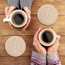 4 Or 8 Pack Absorbent Coasters, Minimalist Cotton Coasters With Non-Woven Lining, Suitable For Coffee Table Home Decor Bar Gift - Brown Series - Multicolor - View 8