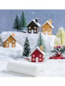1pc White Christmas Snow Blanket 31.5*47.2 Inches, Artificial Snow Blanket, White Soft Fluffy Faux Snow Cover Cloth For Christmas Decoration, Cuttable And Patchable, Suitable For Creating Winter Wonderland Village Craft Background - White - View 3
