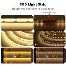 COB LED 燈條 附觸控開關,USB 供電,1 件裝可調光,智能觸控控制,柔性 LED 燈條組,2 段照明、高亮度且無熱點,性能穩定,具造型功能,暖色/白色/中性 3 色可選,1m/2m/3m/4m/5m 共 5 種尺寸,創意 DIY 設計氛圍裝飾燈,柔和暖光,可彎曲可裁剪 - 彩色 - 查看 7