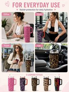1 buah Sarung Tumbler Isolasi Motif Leopard Anti Selip 1200ml/40oz, Penutup Pelindung Botol Air Tahan Gores - MultiWarna - View 5
